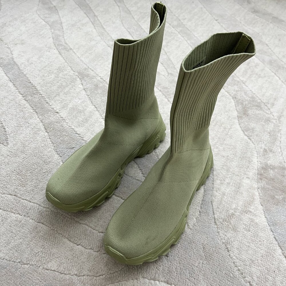 ASOS Olive Green Knit Slip-On Sneakers